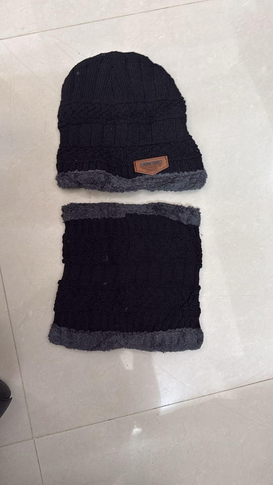 Unisex Winter Warm Neck Mask Woolen Cap Set 2