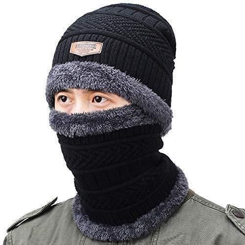 Unisex Winter Warm Neck Mask Woolen Cap Set 2